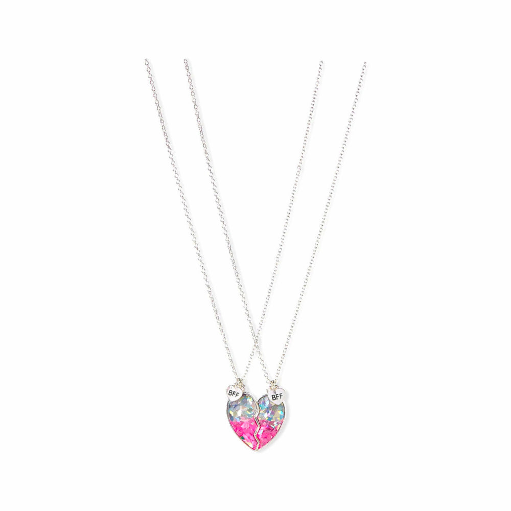 Justice BFF Confetti Heart Pendant Necklace – 2 Pack (Carmine Rose)