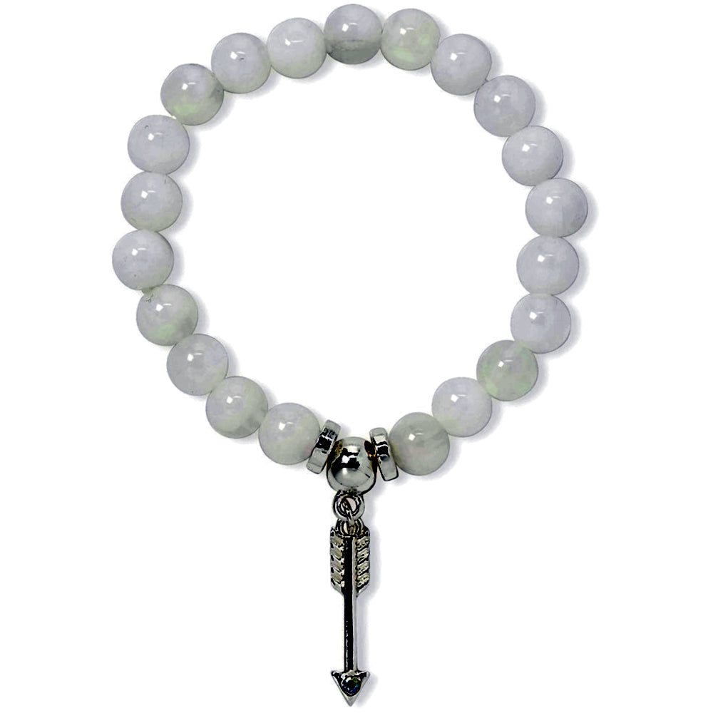 Justice Beaded Charm Stretch Bracelet (Bleach White)
