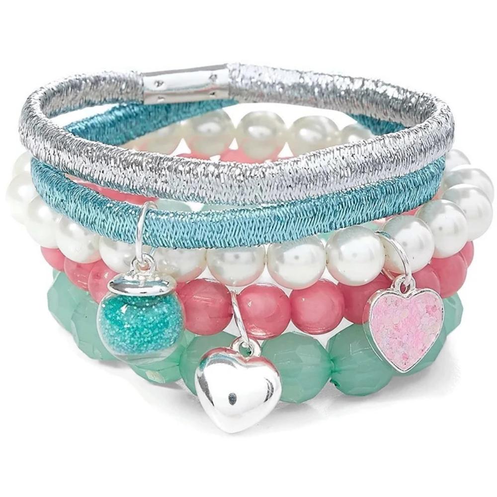 Justice Beaded Stretch Bracelets – 5 Pack Multi