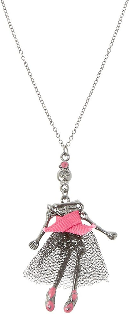 Claire’s Black & Pink Ballerina Skeleton Necklace