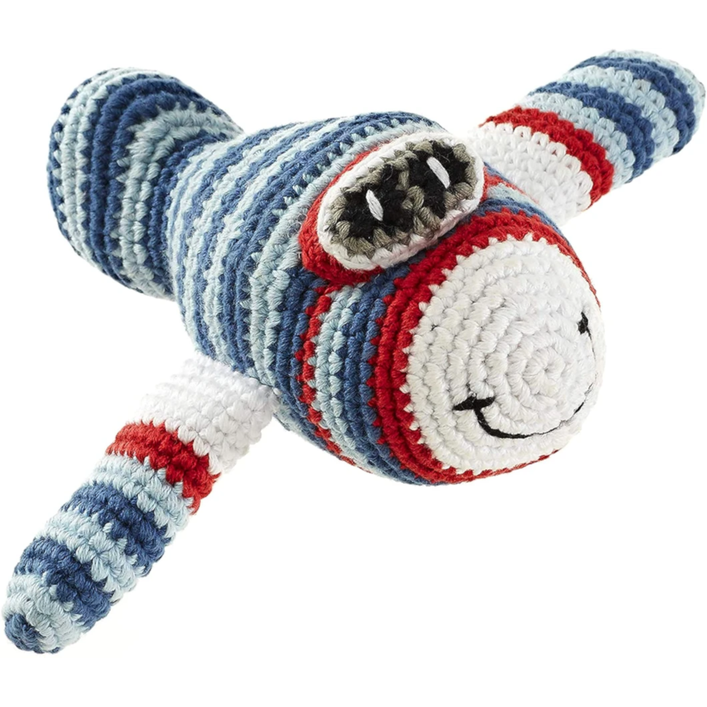 Pebble Blue Airplane Rattle
