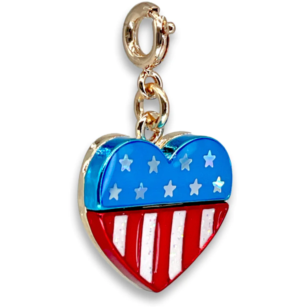 CHARM IT! Gold Glitter Flag Heart Charm
