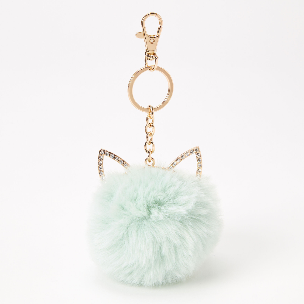 Claire’s Cat Pom Keychain – Mint