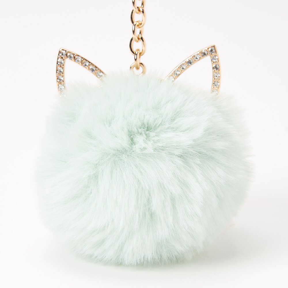 Claire’s Cat Pom Keychain – Mint