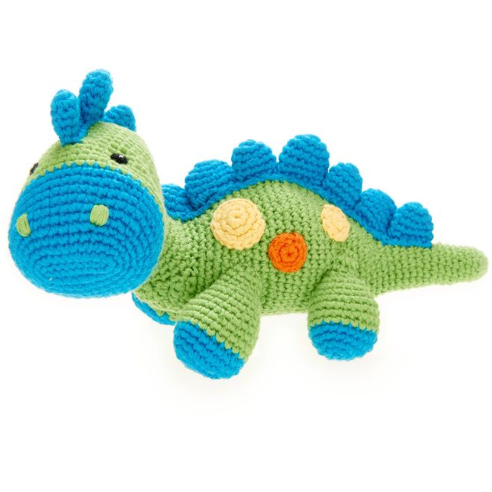 Pebble Dinosaur Rattle Steggy Green