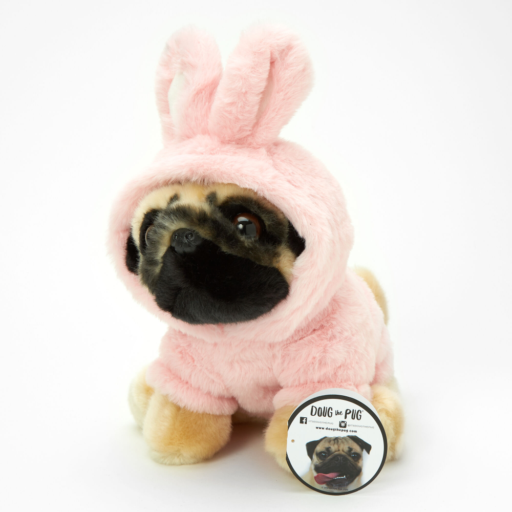 Doug the Pug Pink Bunny 9″