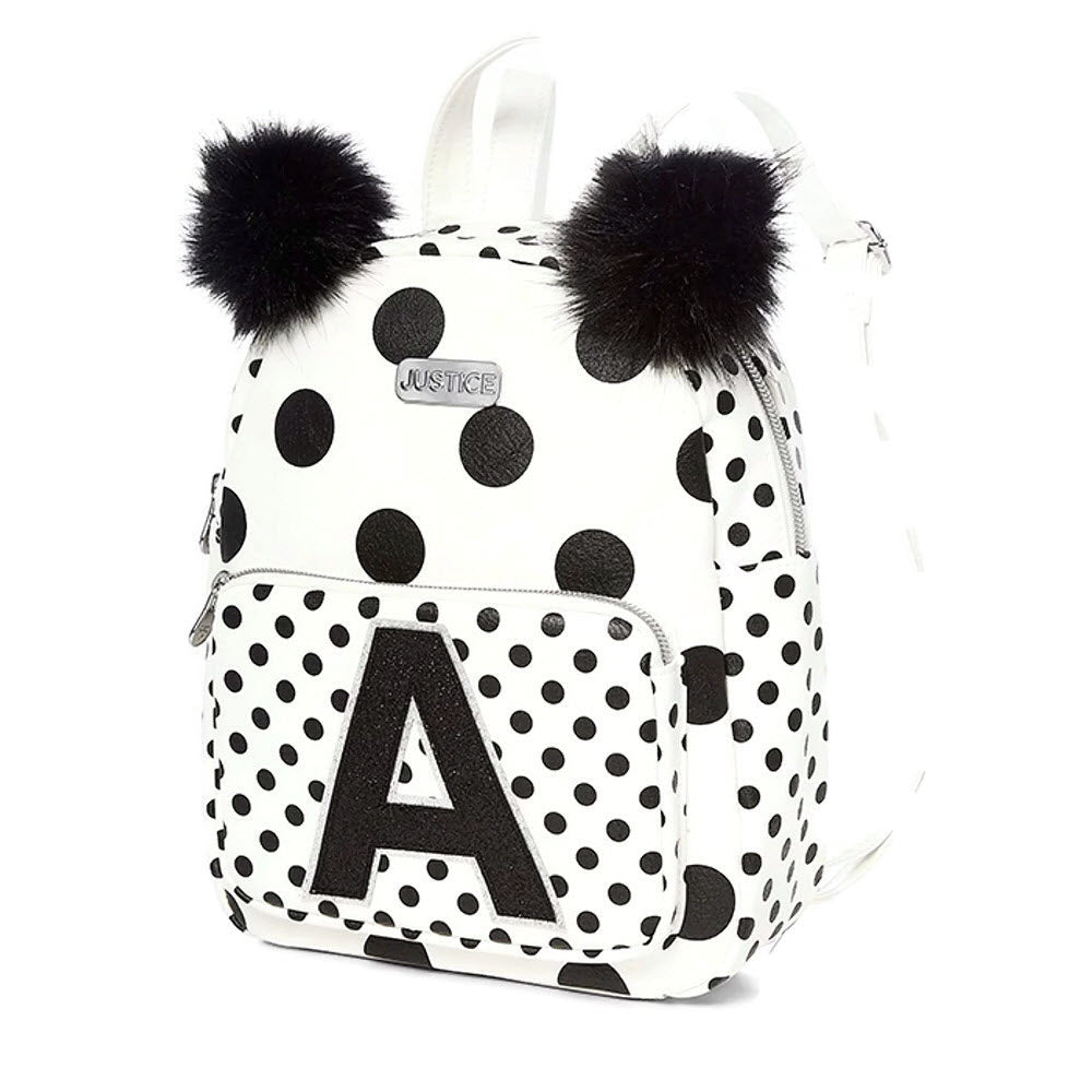 Justice Initial Polka Dot Mini Backpack – Bleach White