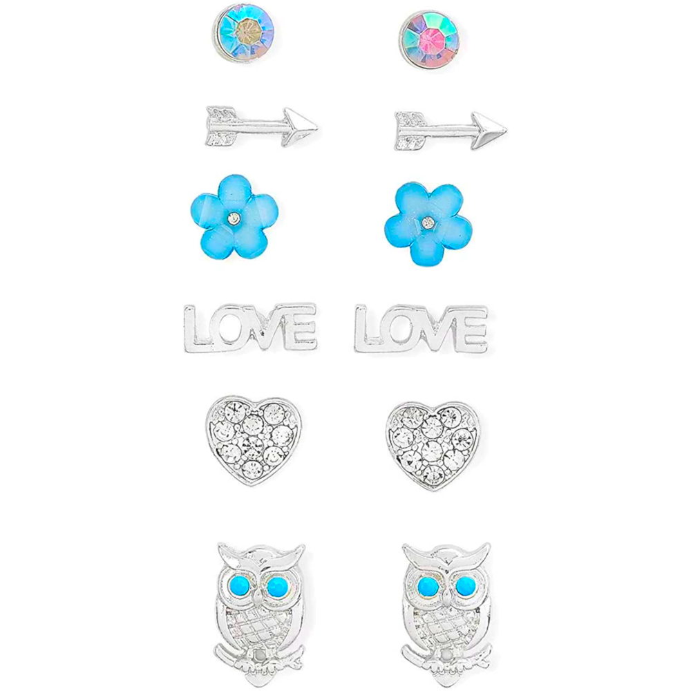 Justice Love & Owls Stud Earrings – 6 Pack