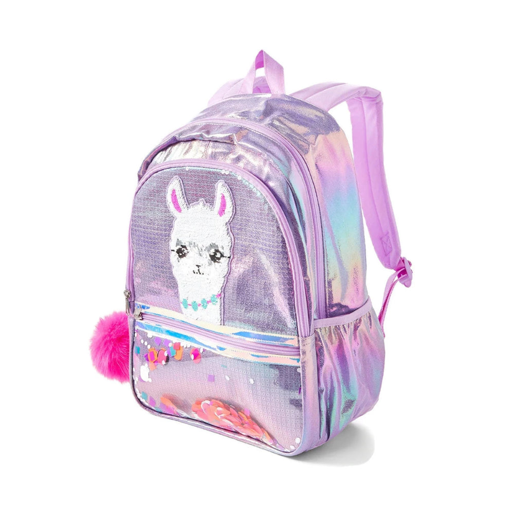 Justice No Drama Llama Sequin Shaky Backpack