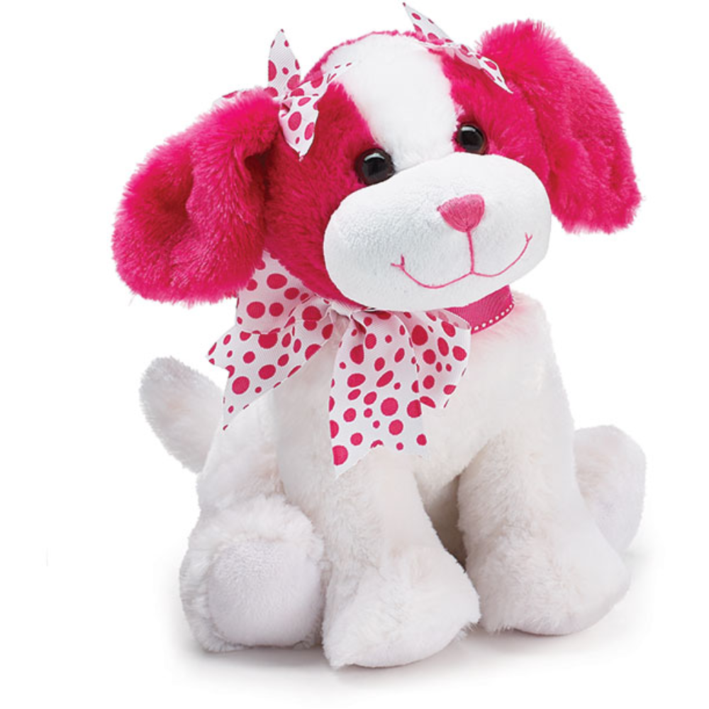 Burton & Burton Plush White/Hot Pink Valentine Puppy 10″