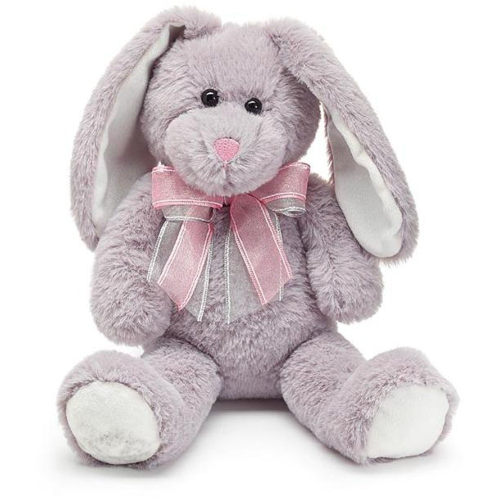 Burton & Burton Soft Gray Bunny Plush with Bow 14″