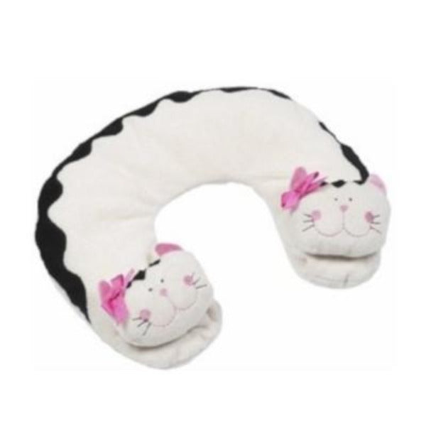 Maison Chic Striped Black & Cream Cat Travel Pillow
