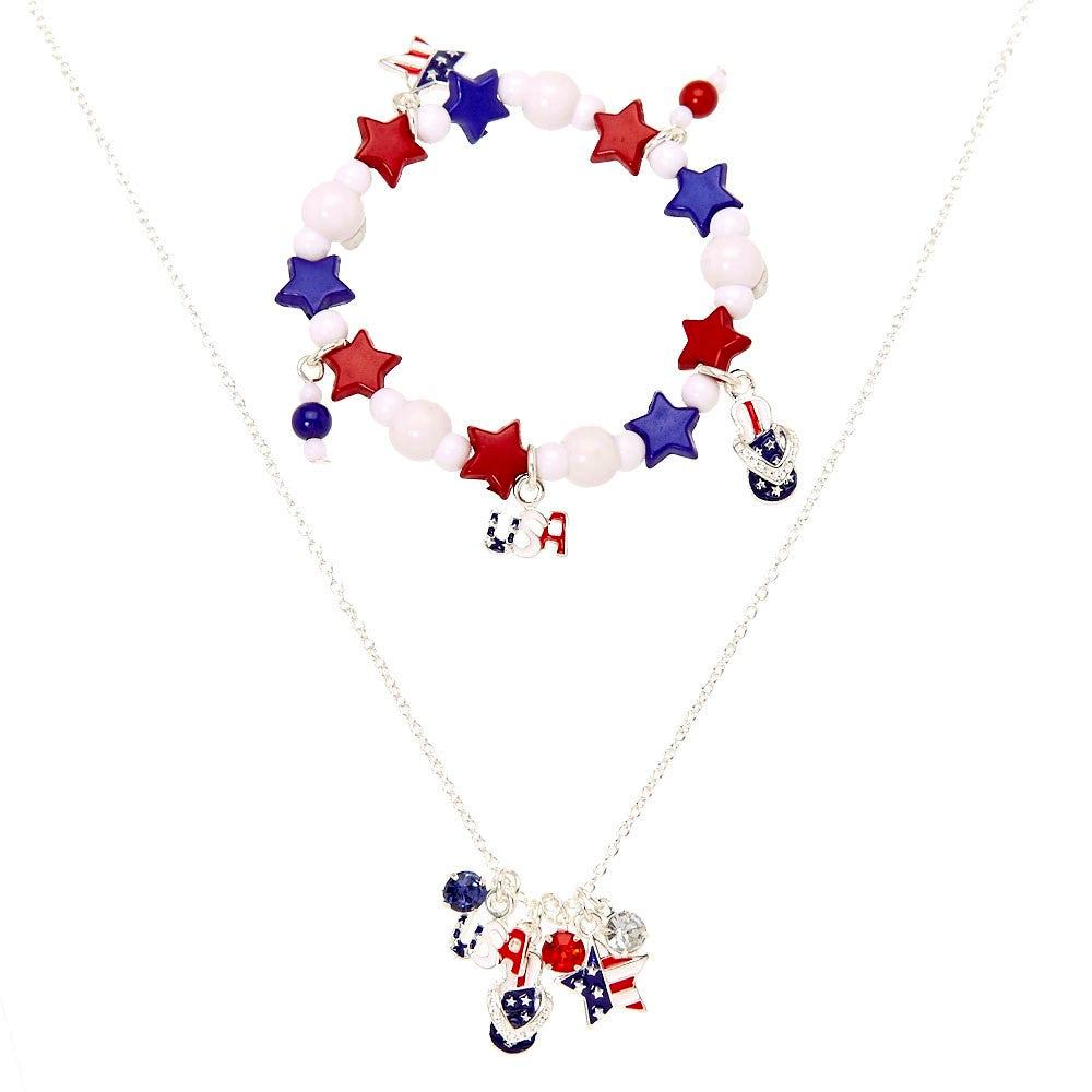 Claire’s USA Charms Necklace and Bracelet Set