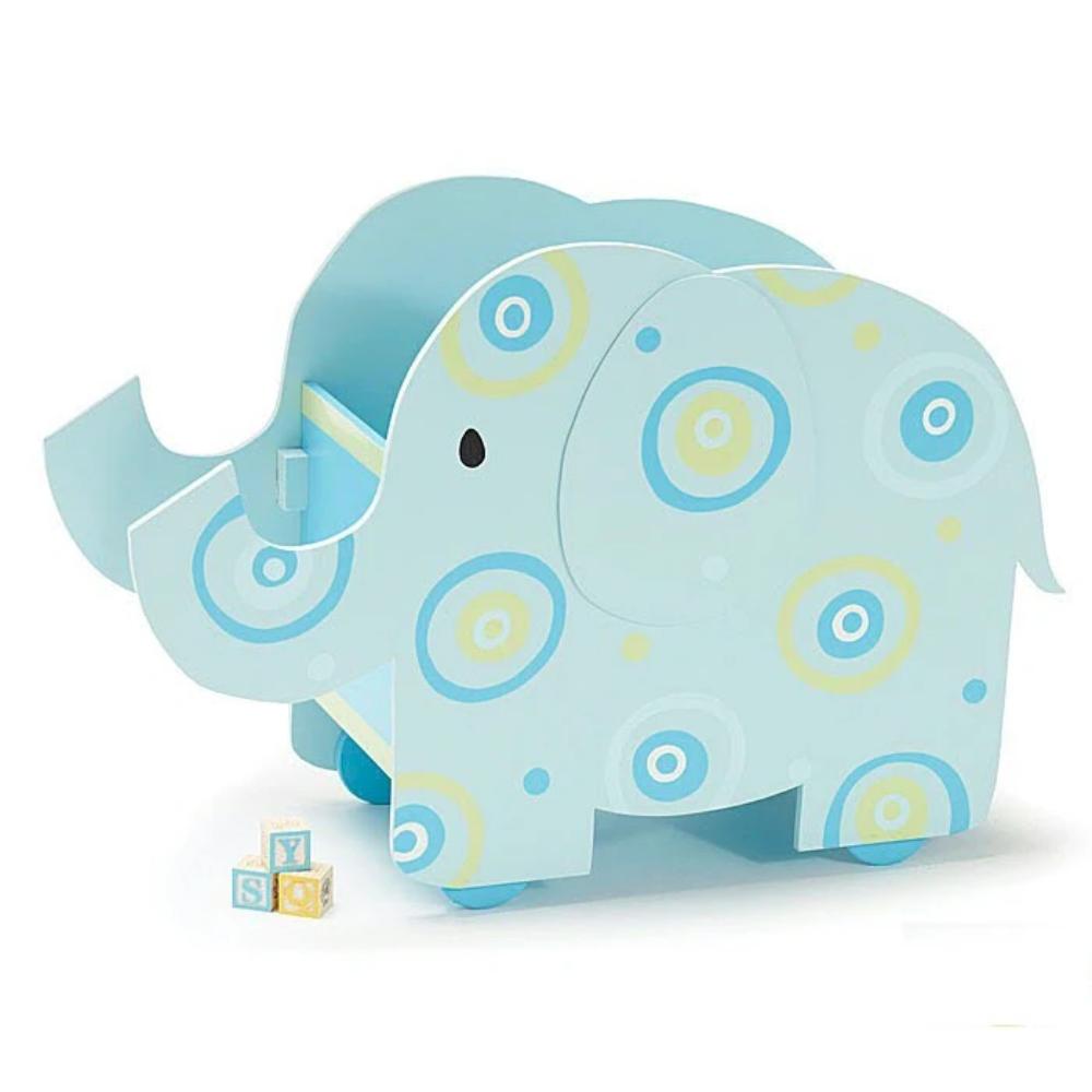 Zoobilee Elephant Toy Cart on Wheels Blue
